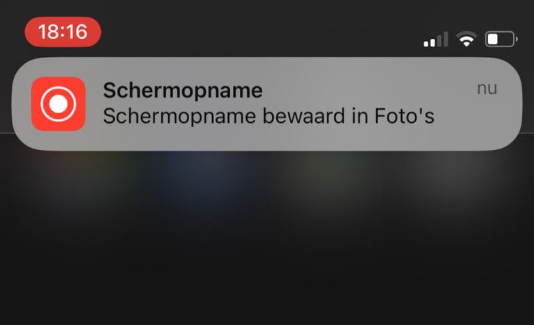 Voorbeeld schermopname actief op de iPhone.