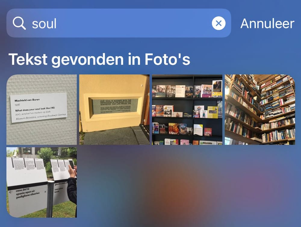 Spotlight zoeken op iOS 15 op het woord SOUL