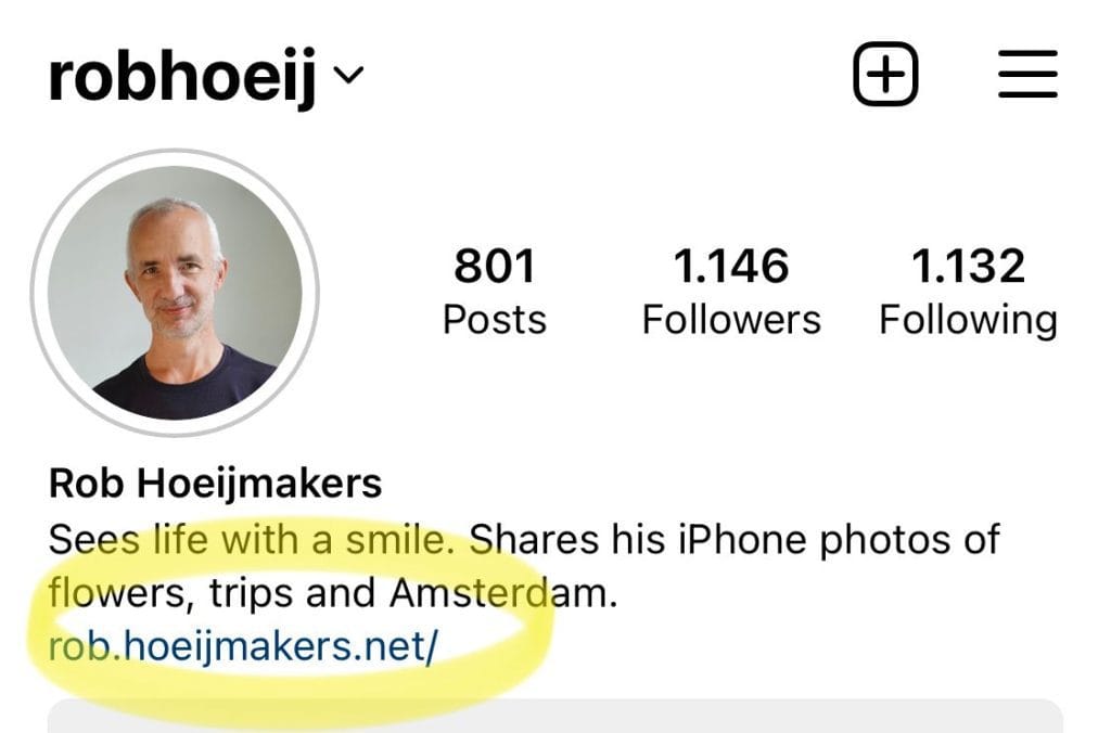 Instagram bio link, geschikt voor Linktree bio pagina.