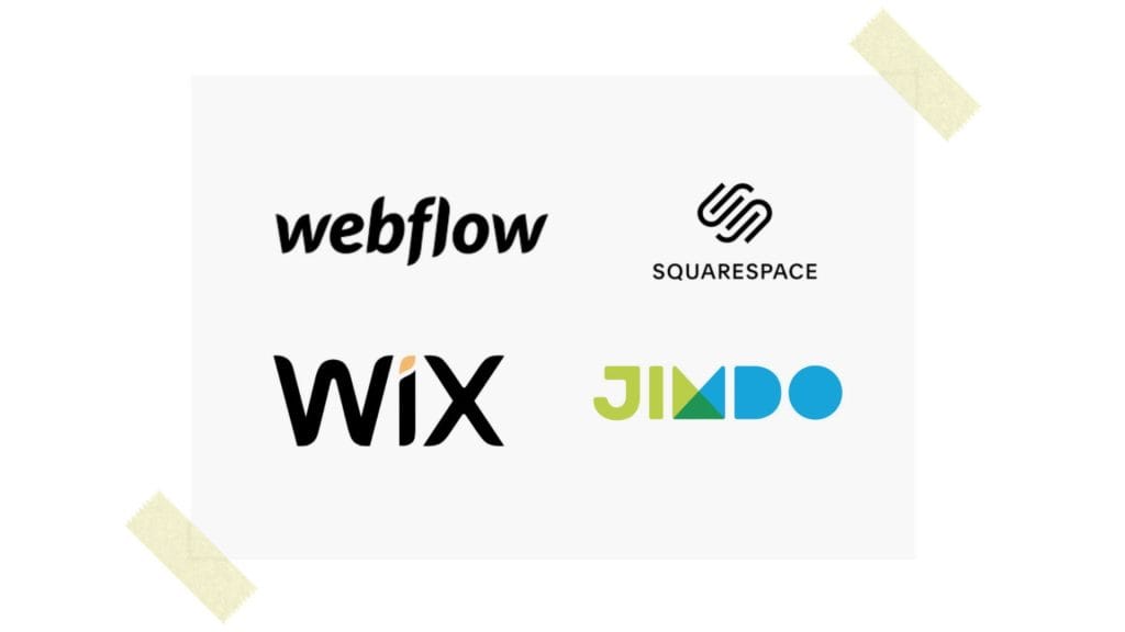 Webbouwers zoals Webflow, Squarespace, Wix en Jimdo